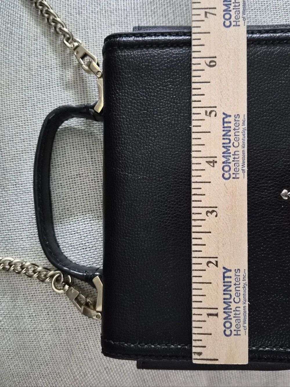 MINI kate spade Black Leather Crossbody with Gold Chain Strap